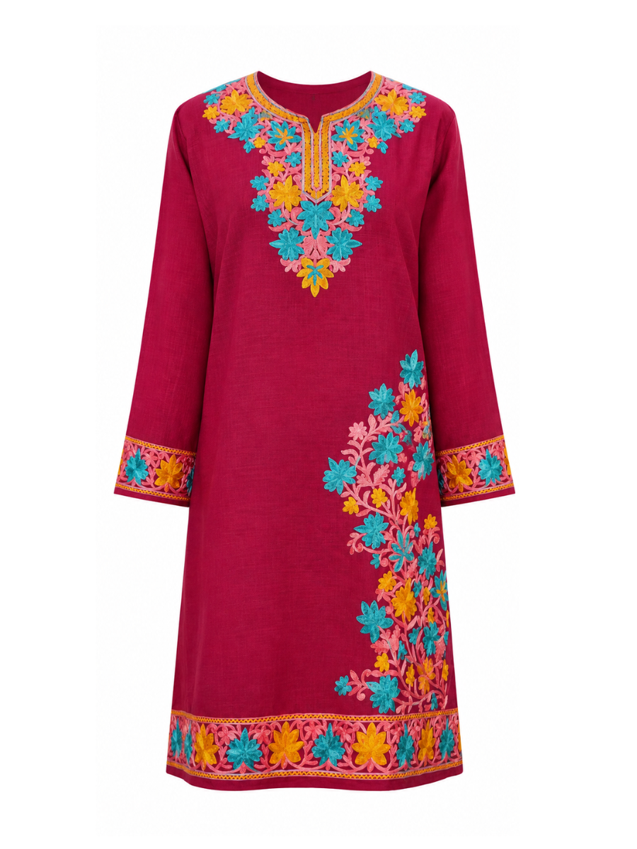 Kashmir Aari cotton Co-Ord Set | Plum